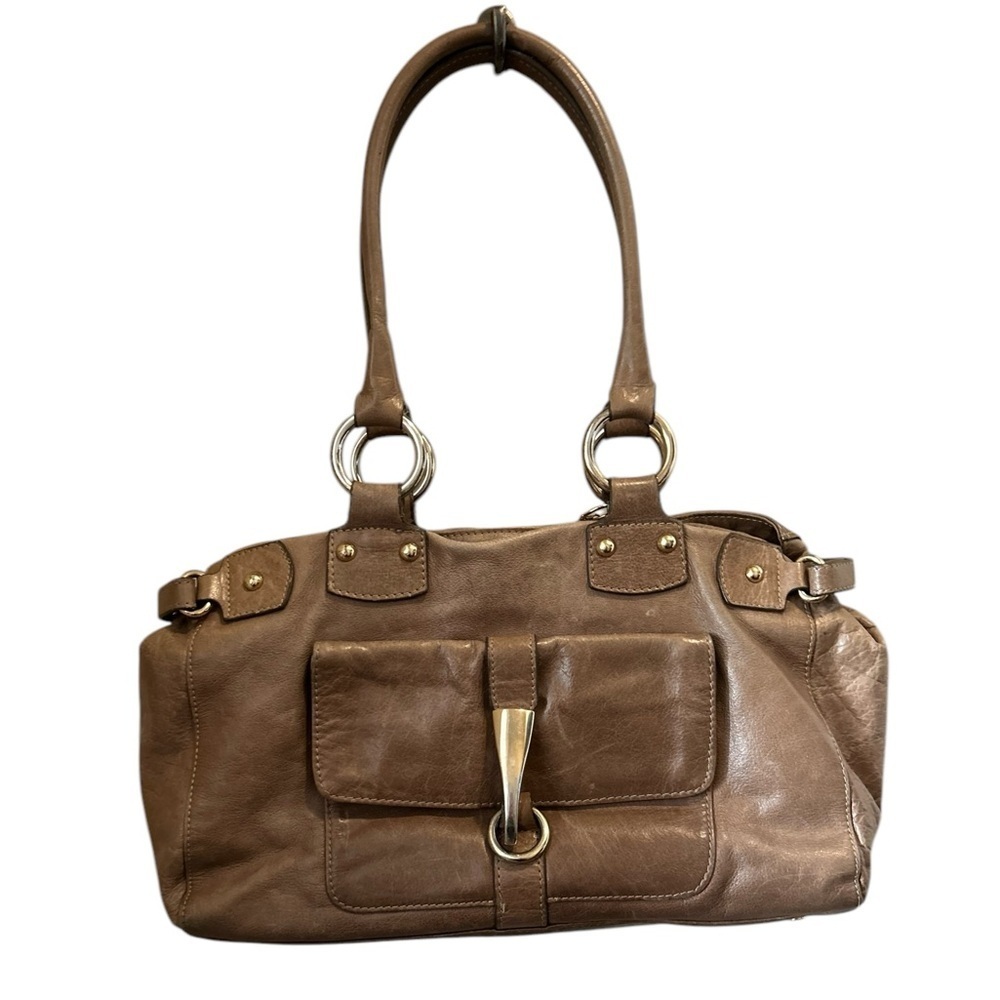 Barr + Barr Women's Brown Leather Shoulder Bag w/ Pockets & Quotes Lining - Picture 7 of 16